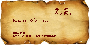 Kabai Rózsa névjegykártya